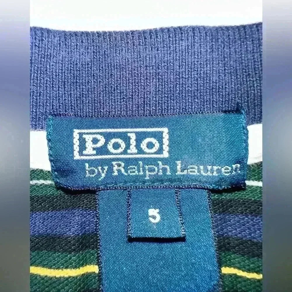 Vintage polo Ralph Lauren Kids navy long sleeve Striped size 5 polo shirt - Picture 3 of 3